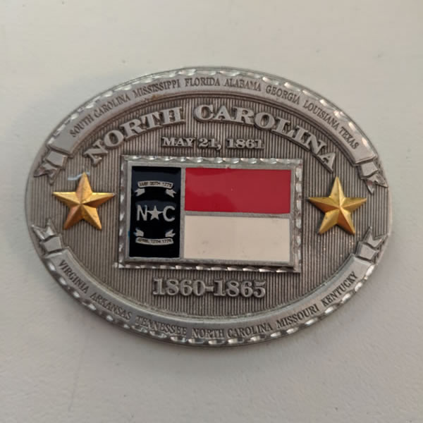 North Carolina Red, White, and Blue Belt Buckle